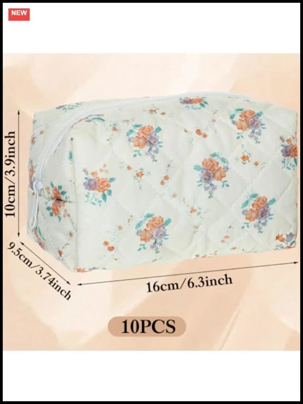 Set of 10 Quilted Cotton Floral Makeup Bags Travel Cosmetic Organizer Pouch